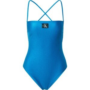 Plavky Calvin Klein Swimwear nebeská modř / černá / bílá