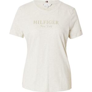 Tričko Tommy Hilfiger béžový melír / zlatá