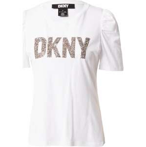 Tričko DKNY zlatá / bílá