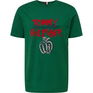 Tričko 'POP' Tommy Hilfiger zelená / červená / bílá