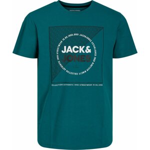 Tričko 'RALF' jack & jones smaragdová / černá / bílá