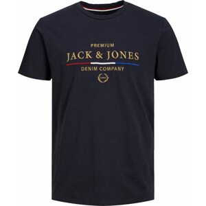 Tričko jack & jones tmavě modrá / zlatá / tmavě červená / bílá