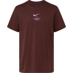 Tričko Nike Sportswear tmavě hnědá / světle růžová