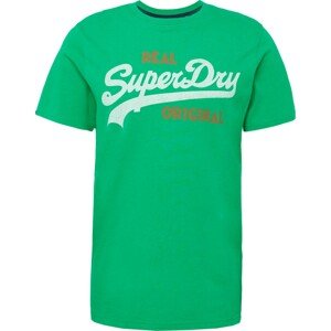 Tričko Superdry hnědá / zelená / bílá