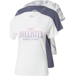 Tričko Hollister marine modrá / chladná modrá / bílá / barva bílé vlny