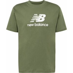 Tričko New Balance olivová / bílá