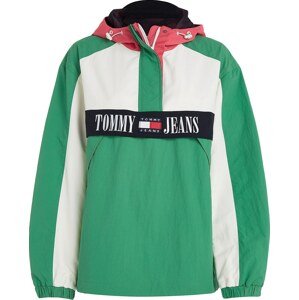 Přechodná bunda Tommy Jeans béžová / zelená / červená