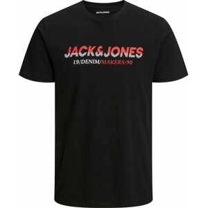 Tričko 'Work' jack & jones světle červená / černá / bílá