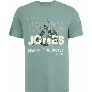 Tričko Jack & Jones Plus krémová / zelená / černá / bílá