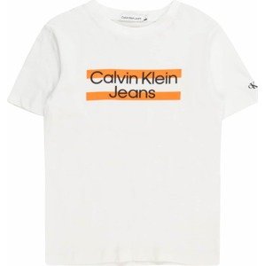 Tričko Calvin Klein Jeans oranžová / černá / bílá