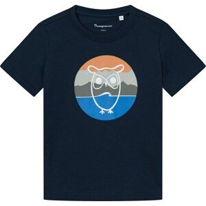 Tričko KnowledgeCotton Apparel tmavě modrá / šedá / oranžová / bílá