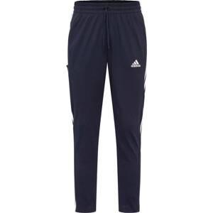 Sportovní kalhoty 'Essentials Tapered Open Hem 3-Stripes' ADIDAS SPORTSWEAR tmavě modrá / bílá