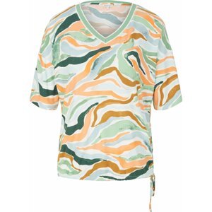 Tričko Tom Tailor béžová / hnědá / zelená / oranžová