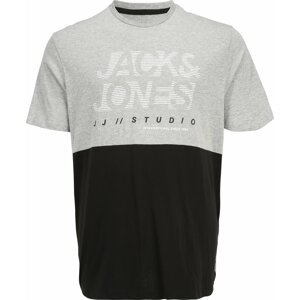 Tričko 'MARCO' Jack & Jones Plus šedý melír / černá / bílá