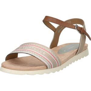 Páskové sandály Tom Tailor béžová / hnědá / růžová