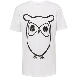 Tričko 'Big Owl' KnowledgeCotton Apparel černá / bílá