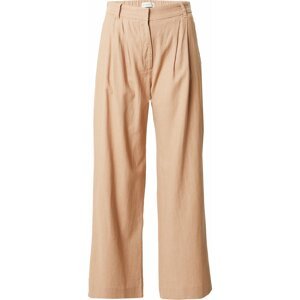 Kalhoty se sklady v pase Abercrombie & Fitch světle hnědá