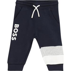 Kalhoty BOSS Kidswear marine modrá / šedý melír / offwhite