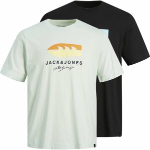Tričko 'TULUM' jack & jones světle žlutá / pastelově zelená / černá / bílá