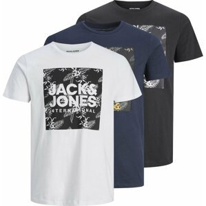 Tričko 'Loky' jack & jones tmavě modrá / mix barev / černá / bílá