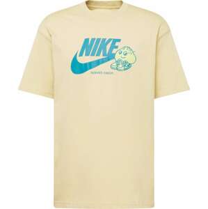 Tričko Nike Sportswear azurová modrá / světle žlutá