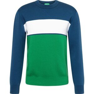 Svetr United Colors of Benetton kobaltová modř / trávově zelená / bílá