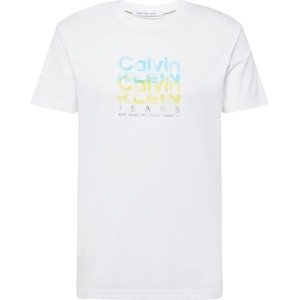 Tričko Calvin Klein Jeans světlemodrá / světle žlutá / bílá