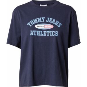 Tričko Tommy Jeans marine modrá / světlemodrá / pastelově červená / bílá