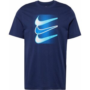 Tričko 'Swoosh' Nike Sportswear námořnická modř / světlemodrá / bílá