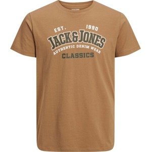 Tričko Jack & Jones Plus hnědá / černá / bílá