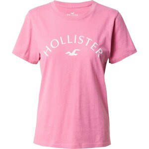 Tričko Hollister pink / bílá