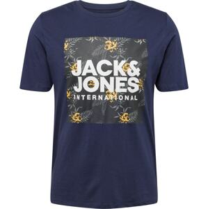 Tričko 'Loky' jack & jones námořnická modř / žlutá / šedá / bílá