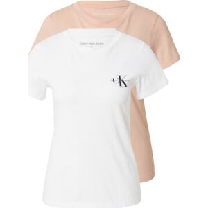 Tričko Calvin Klein Jeans pastelově růžová / černá / offwhite