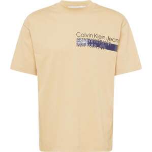 Tričko Calvin Klein Jeans béžová / švestková / černá