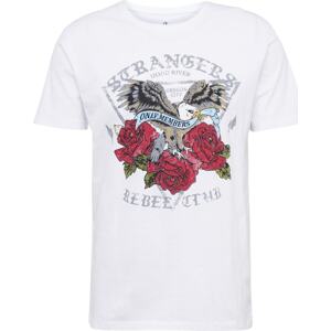 Tričko 'STRANGE' Key Largo šedá / karmínově červené / černá / bílá