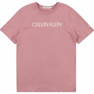 Tričko Calvin Klein Jeans starorůžová / bílá