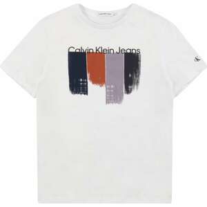 Tričko Calvin Klein Jeans karamelová / bledě fialová / černá / bílá