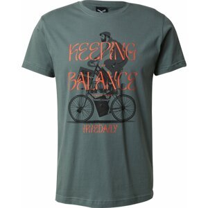 Tričko 'Balance Bike' Iriedaily zelená / oranžová / černá