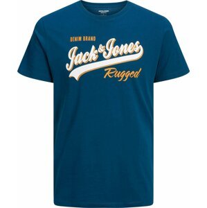 Tričko jack & jones tmavě modrá / zlatě žlutá / bílá