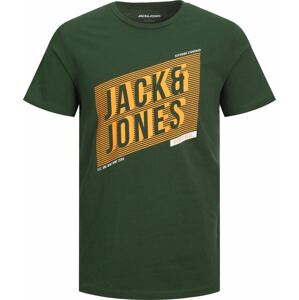 Tričko 'NET' jack & jones tmavě zelená / oranžová / bílá