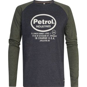 Tričko Petrol Industries khaki / černý melír / bílá