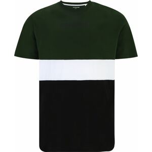 Tričko 'REID' Jack & Jones Plus tmavě zelená / černá / bílá