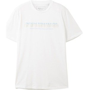 Tričko Tom Tailor Denim světlemodrá / světle šedá / bílá