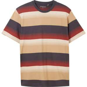 Tričko Tom Tailor béžová / námořnická modř / krvavě červená / bílá