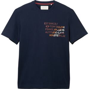 Tričko Tom Tailor námořnická modř / oranžová / offwhite