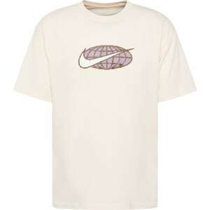 Tričko Nike Sportswear starobéžová / mokka / světle fialová / bílá