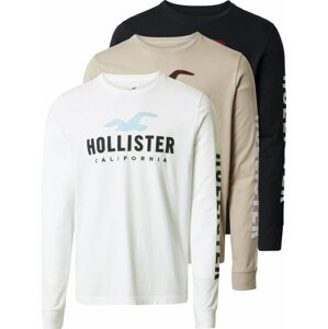 Tričko Hollister světle béžová / světlemodrá / černá / bílá