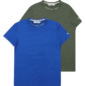Tričko 'INTARSIA' Calvin Klein Jeans modrá / olivová / bílá