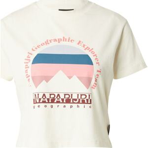 Tričko Napapijri rezavě hnědá / růžová / bílá