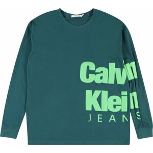 Tričko Calvin Klein Jeans pastelová modrá / světle zelená
